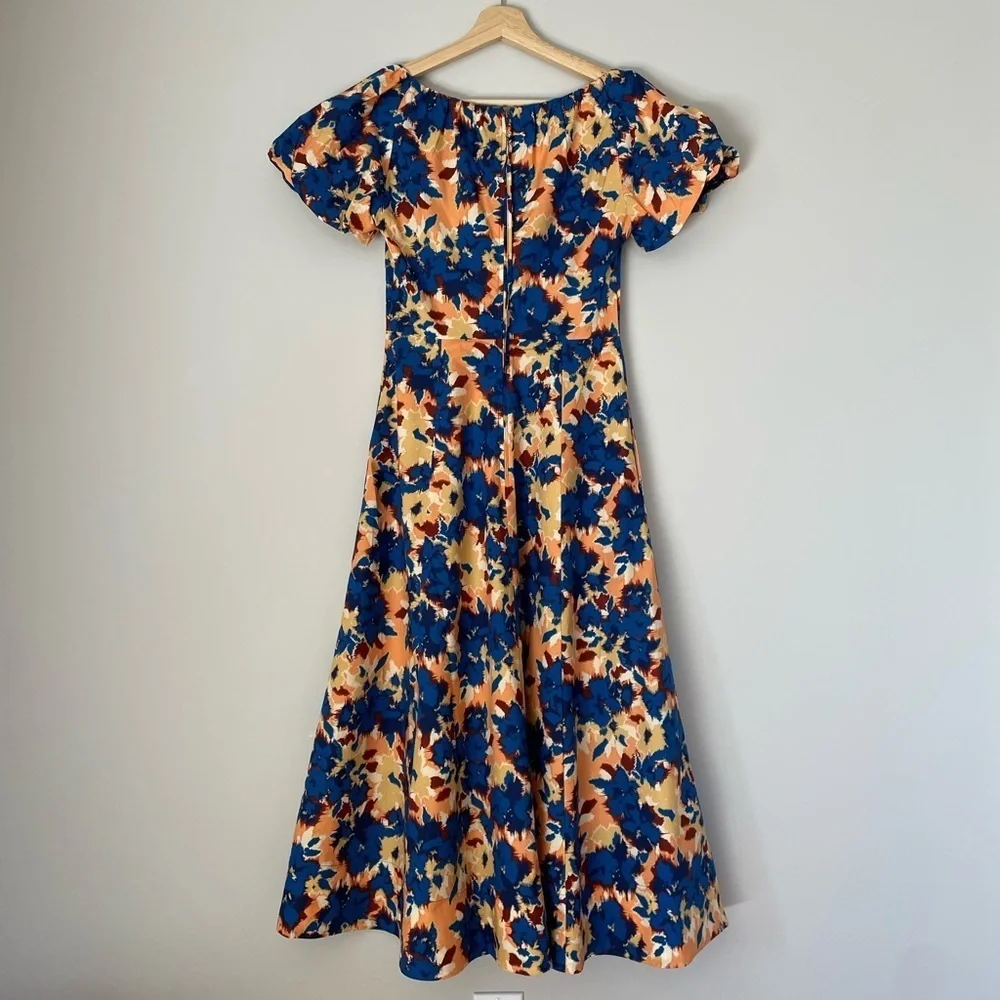 NEW Ulla Johnson Imara Blue Floral Cotton Short Sleeve Midi Dress | size 2 - Picture 13 of 16